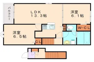ドルチェ・ヴィータ花瀬Ⅰ【2階】の間取り