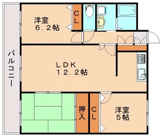 グリーンビュー立岩Ⅱ【5階】の間取り