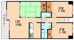 ライフマンション飯塚駅【2階】の間取り
