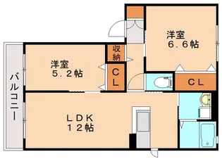 カーサアッコッリェンテ野見山【2階】の間取り