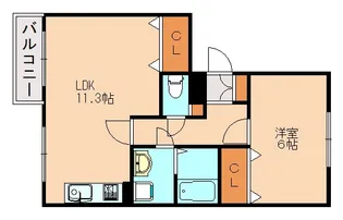 福岡県飯塚市平塚【アパート】の間取り