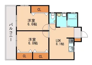 オーシャン【1号室】の間取り