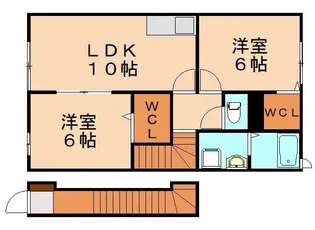 アンバーキャッスルA【2階】の間取り