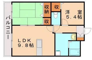 パークサイド立岩【202号室】の間取り