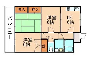 桂川第1たつみ荘【L号室】の間取り