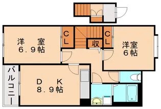 メゾンシャンデレザン【202号室】の間取り