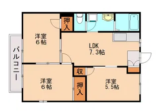 フローラルタウンB【2階】の間取り