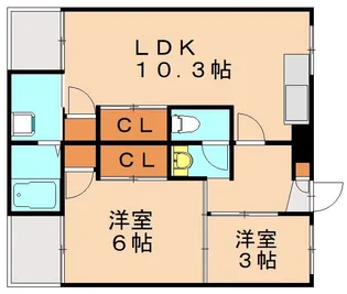 ビレッジハウス萩原 2号棟【4階】の間取り