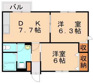 福岡県中間市土手ノ内1丁目【アパート】の間取り