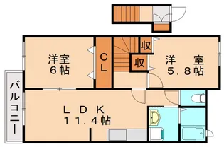 福岡県遠賀郡遠賀町大字上別府【アパート】の間取り