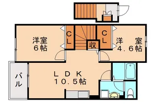 福岡県遠賀郡水巻町吉田西4丁目【アパート】の間取り