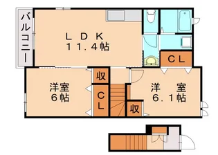 福岡県遠賀郡水巻町猪熊3丁目【アパート】の間取り
