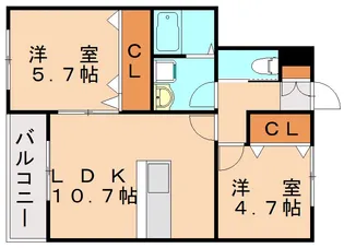 コンフォルトY折尾【2階】の間取り