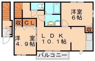 ニュークレストール・ノブA【2階】の間取り