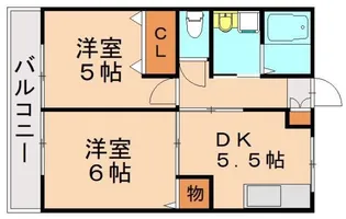 ヒルズリバーサイドB【102号室】の間取り