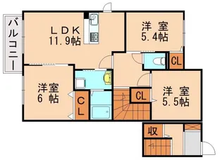クリーブラッツ B【202号室】の間取り