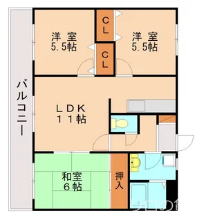 三苫ハイツ2号館【310号室】の間取り