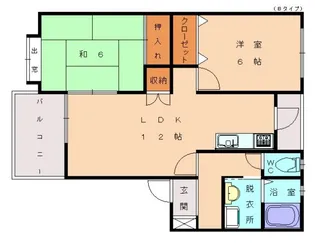 若宮グリーンコーポ【6号室】の間取り