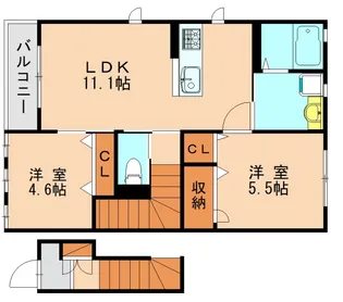 フォレストグリーン名島E【202号室】の間取り