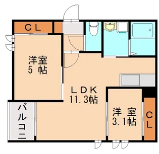 REGALEST F 訓尭(クンギョウ)【3階】の間取り