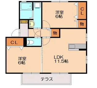 グレイス花ヶ浦B【101号室】の間取り