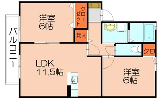 ウィルモア仲原【203号室】の間取り