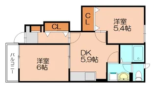 ウェルズハイム【102号室】の間取り