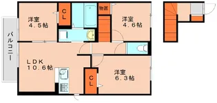 Cozy長者原西B棟【201号室】の間取り