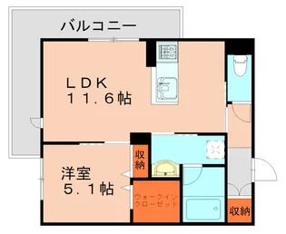 ジョルノフェリーチェ門松【105号室】の間取り