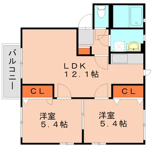 COZY伊賀 B棟【202号室】の間取り