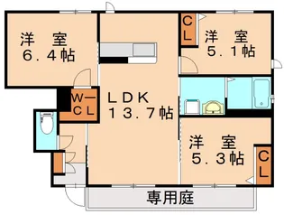 福岡県糟屋郡宇美町宇美6丁目【アパート】の間取り
