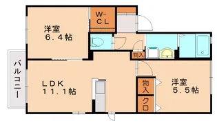 バルドチェン篠栗D【101号室】の間取り