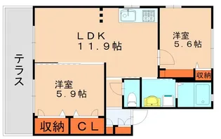 セントラル長者原E【102号室】の間取り