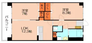 グランイーコート【801号室】の間取り