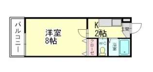 クライス空港東【206号室】の間取り