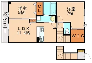 パークアシス上久原【202号室】の間取り