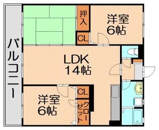 ミワパルク東平尾【302号室】の間取り