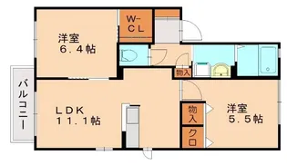 バルドチェン篠栗B【103号室】の間取り