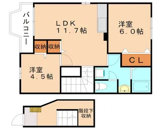 福岡県糟屋郡篠栗町大字尾仲【アパート】の間取り