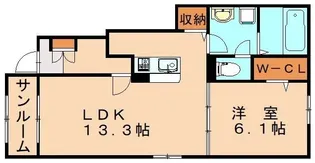 クレアージュ・ウミⅡ【1階】の間取り