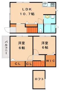 福岡県福岡市博多区青木1丁目【テラスハウス】の間取り