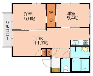 福岡県糟屋郡粕屋町長者原東5丁目【アパート】の間取り