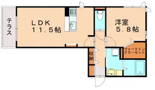 福岡県糟屋郡粕屋町内橋西2丁目【アパート】の間取り