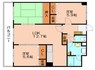福岡県糟屋郡粕屋町大字柚須【マンション】の間取り