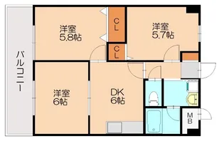 アールコート粕屋【205号室】の間取り