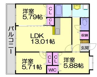 ニューベリーヒルズ空港南【206号室】の間取り