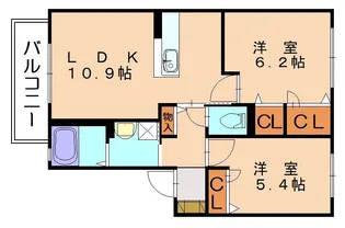 セットスクエア須恵中央A【202号室】の間取り