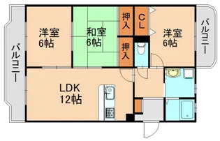 グランデージ空港南【3階】の間取り