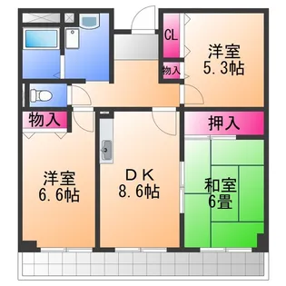 コージーオオトリ【3階】の間取り