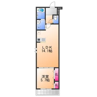 リベルト・ボヌールⅢ番館【2階】の間取り